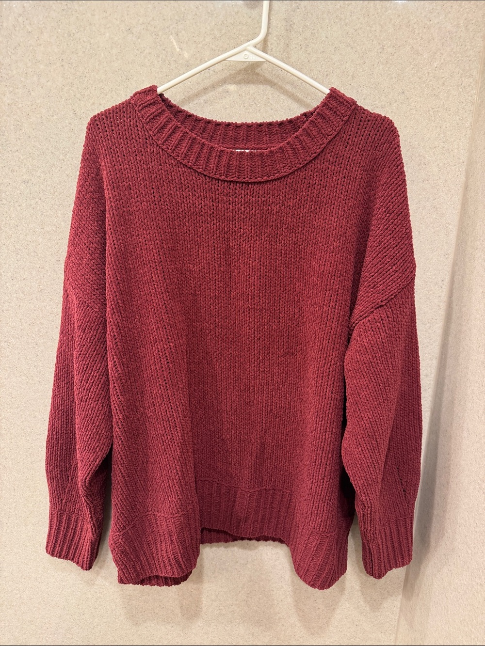 Aerie Knit Crewneck Sweater in Deep Wine